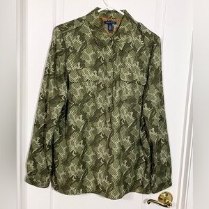 Tommy Hilfiger Camo Polka Dot Button Front Utility Shirt Green XL